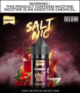 Cranberry SaltNic E-Liquid: Immerse yourself in the tart and refreshing flavor of cranberries with every vape