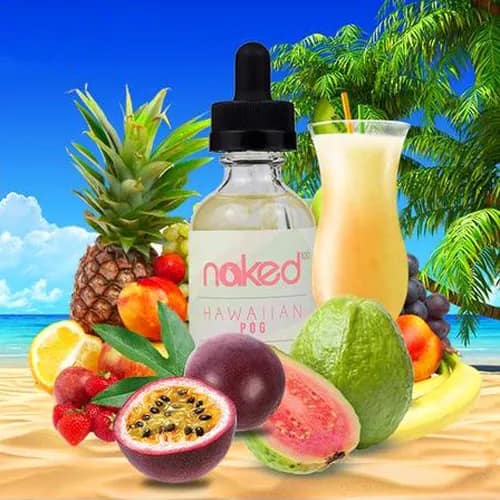 Naked Hawaiian Pog: A delightful 60ml bottle of passion fruit, orange, and guava vaping pleasure