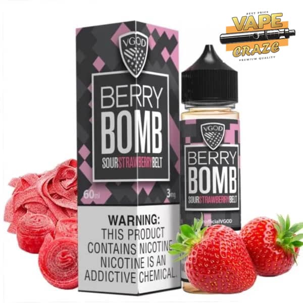 BERRY BOMB BY VGOD – 60ML: A burst of fruity berry flavor in e-liquid form.