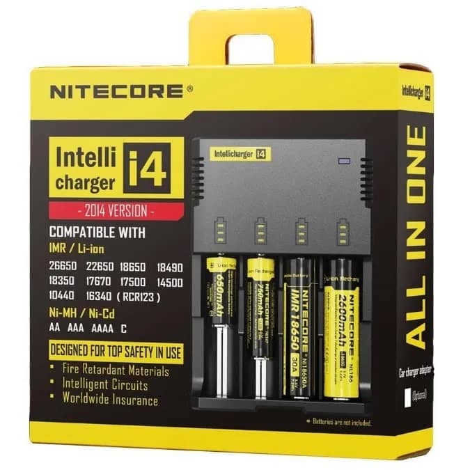 NITECORE Quad-Slot Charger i4: Charge multiple batteries simultaneously for convenience