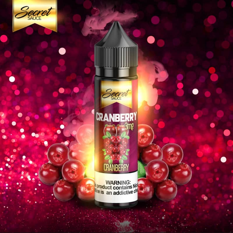 CRANBERRY BY SECRET SAUCE: A tangy and refreshing cranberry flavor e-liquid.