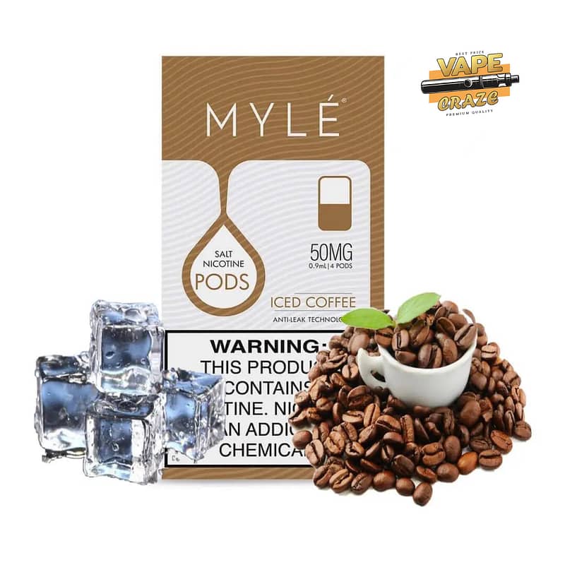 MYLE Pod V4 Iced Coffee: A rich and refreshing iced coffee flavor in a convenient vape pod