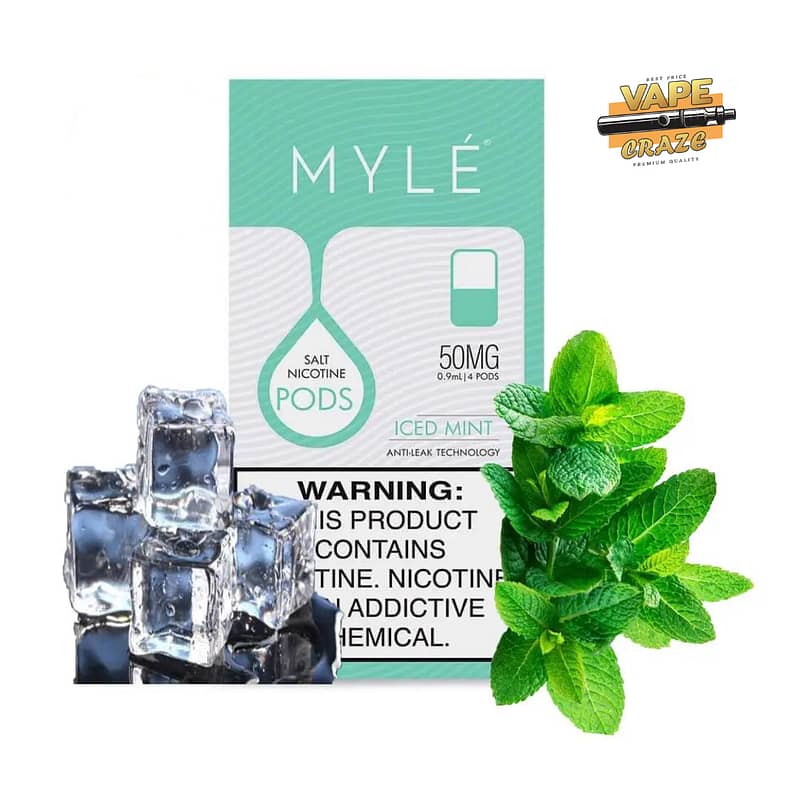 MYLE Pod V4 Iced Mint: A cooling and refreshing mint flavor in a convenient vape pod.