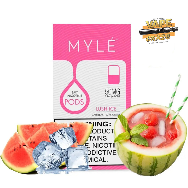 MYLE Pod V4 Lush Ice: A refreshing blend of watermelon and cool menthol in a convenient vape pod