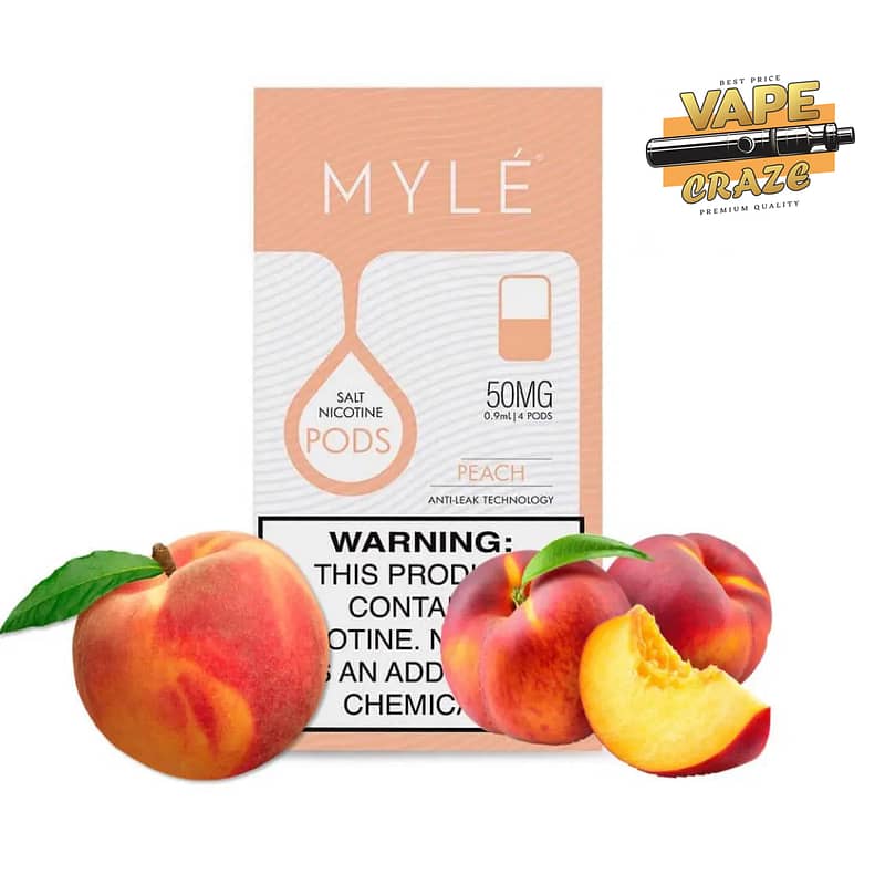 MYLE Pod V4 Peach: A succulent and sweet peach flavor in a convenient vape pod