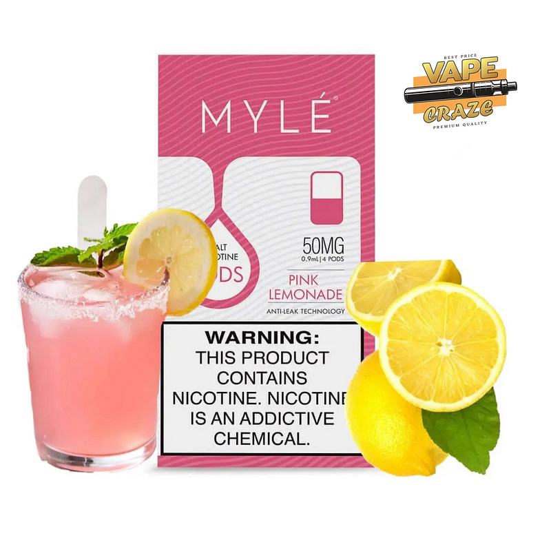 MYLE Pod V4 Pink Lemonade: A zesty and refreshing pink lemonade flavor in a convenient vape pod