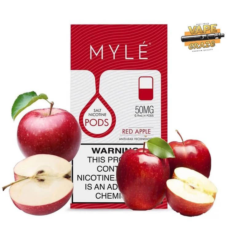 MYLE Pod V4 Red Apple: A burst of orchard-fresh apple goodness in every puff.