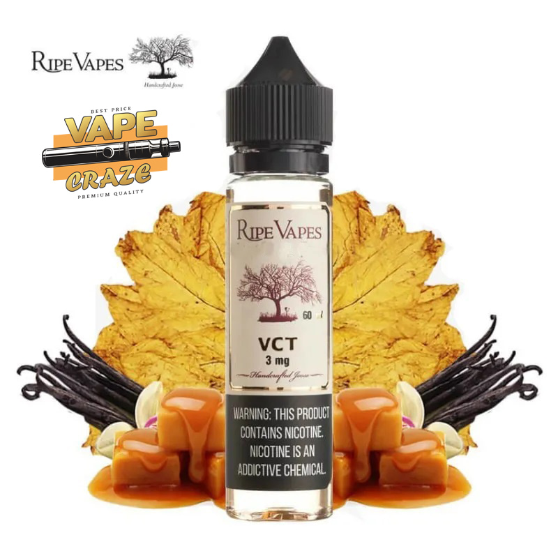 VCT by Ripe Vapes 60ML: A luxurious blend of vanilla, custard, and tobacco e-liquid