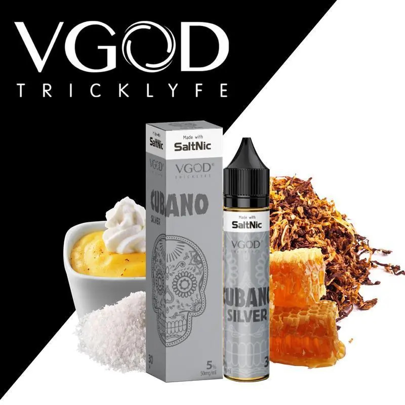 Cubano Silver SaltNic Vape Juice: Experience the distinguished taste of premium Cuban tobacco in VGOD's signature SaltNic formula
