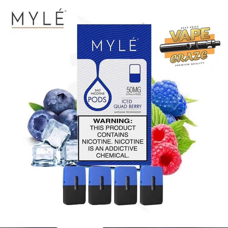 MYLE Iced Quad Berry V4 Vape: Savor the unique and authentic taste of this frosty berry-infused pod